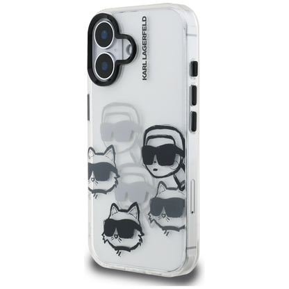 Θήκη για Apple iPhone 16, Karl Lagerfeld, IML Luxury Multi Head Pattern, Διαφανής