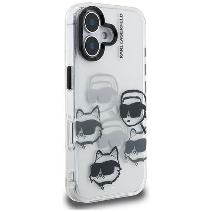 Θήκη για Apple iPhone 16, Karl Lagerfeld, IML Luxury Multi Head Pattern, Διαφανής