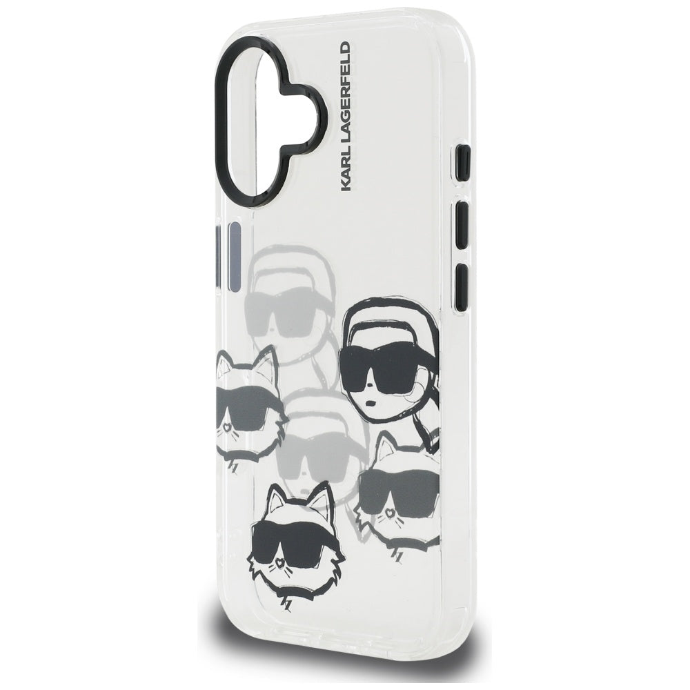Θήκη για Apple iPhone 16, Karl Lagerfeld, IML Luxury Multi Head Pattern, Διαφανής