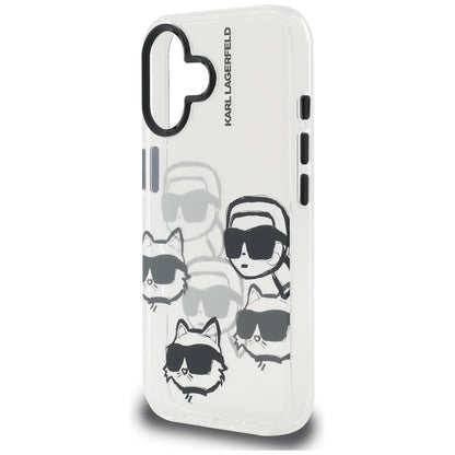 Θήκη για Apple iPhone 16, Karl Lagerfeld, IML Luxury Multi Head Pattern, Διαφανής