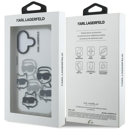 Θήκη για Apple iPhone 16, Karl Lagerfeld, IML Luxury Multi Head Pattern, Διαφανής