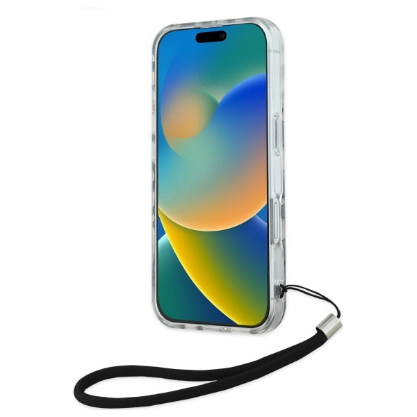 Θήκη για Apple iPhone 16, Karl Lagerfeld, IML Luxury Zebra Pattern with Strap, Μαύρη