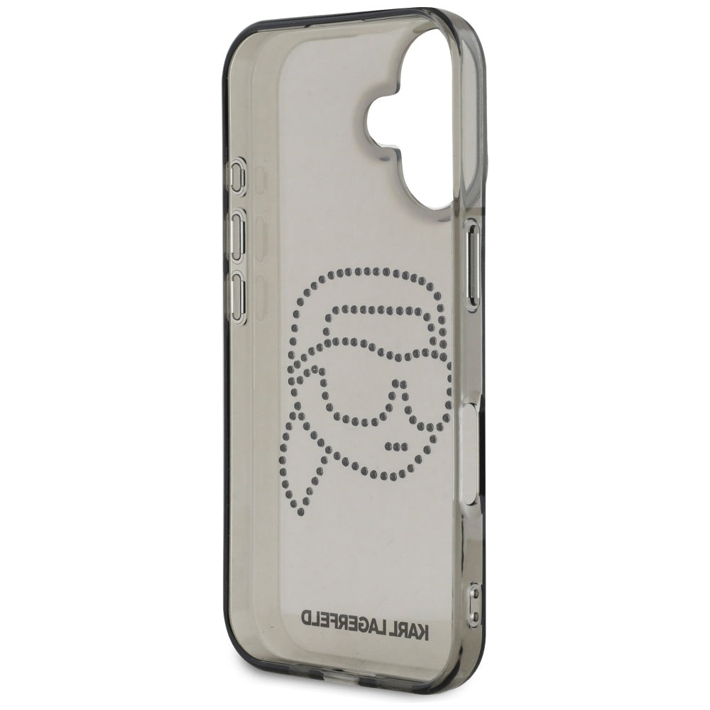 Θήκη για Apple iPhone 16, Karl Lagerfeld, IML Rhinestones Karl's Head, Μαύρη
