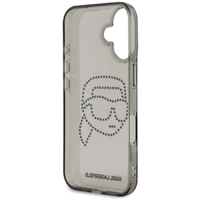 Θήκη για Apple iPhone 16, Karl Lagerfeld, IML Rhinestones Karl's Head, Μαύρη