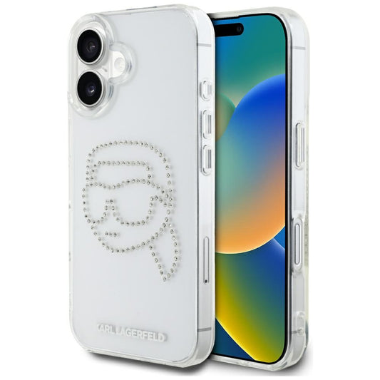 Θήκη για Apple iPhone 16, Karl Lagerfeld, IML Rhinestones Karl's Head, Διάφανη