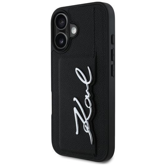 Θήκη για Apple iPhone 16, Karl Lagerfeld, Metal Signature, Μαύρη