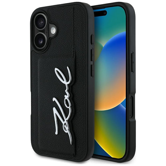 Θήκη για Apple iPhone 16, Karl Lagerfeld, Metal Signature, Μαύρη