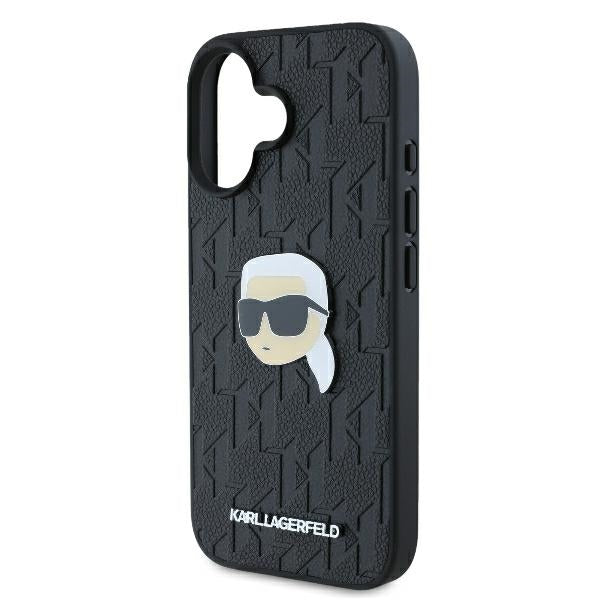 Θήκη για Apple iPhone 16, Karl Lagerfeld, Monogram Karl's Head, Μαύρη