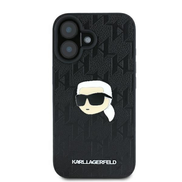 Θήκη για Apple iPhone 16, Karl Lagerfeld, Monogram Karl's Head, Μαύρη