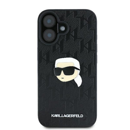 Θήκη για Apple iPhone 16, Karl Lagerfeld, Monogram Karl's Head, Μαύρη