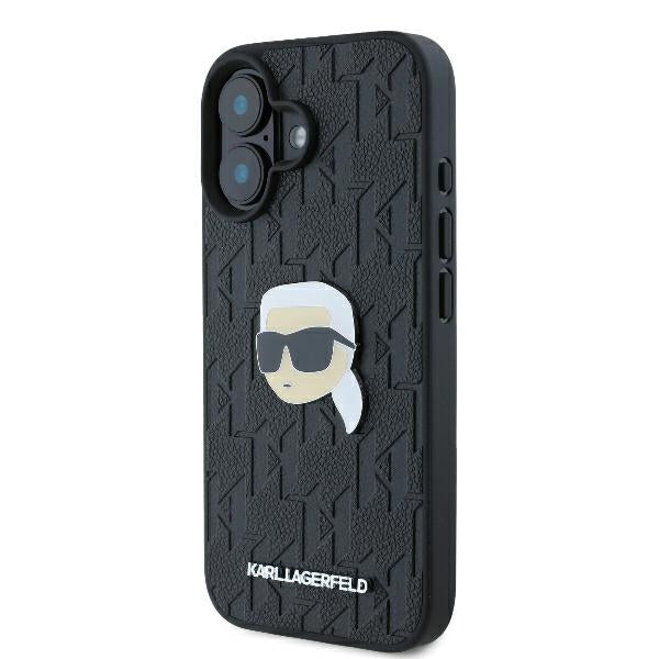 Θήκη για Apple iPhone 16, Karl Lagerfeld, Monogram Karl's Head, Μαύρη