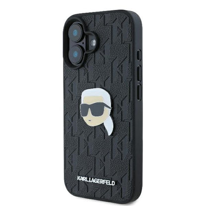 Θήκη για Apple iPhone 16, Karl Lagerfeld, Monogram Karl's Head, Μαύρη