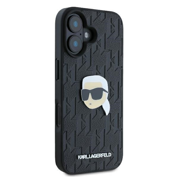 Θήκη για Apple iPhone 16, Karl Lagerfeld, Monogram Karl's Head, Μαύρη