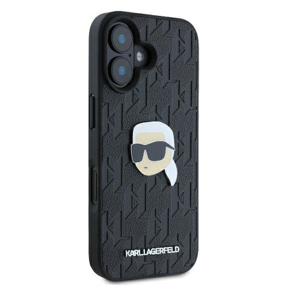 Θήκη για Apple iPhone 16, Karl Lagerfeld, Monogram Karl's Head, Μαύρη