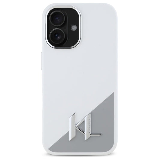 Θήκη για Apple iPhone 16, Karl Lagerfeld, Silicone White Shadow Metal Initial, Λευκή