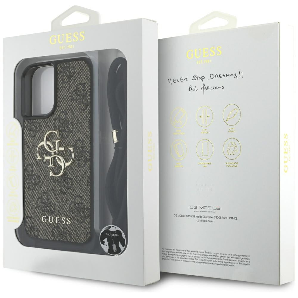 Θήκη για Apple iPhone 16 Plus, Guess, 4G CBDY Big Logo with Cord Strap, Καφέ