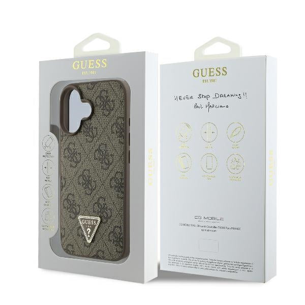 Θήκη για Apple iPhone 16 Plus, Guess, 4G Triangle Strass, Καφέ