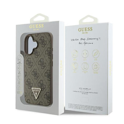 Θήκη για Apple iPhone 16 Plus, Guess, 4G Triangle Strass, Καφέ