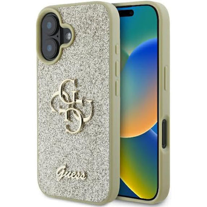 Θήκη για Apple iPhone 16 Plus, Guess, Fixed Glitter Big 4G, Χρυσή