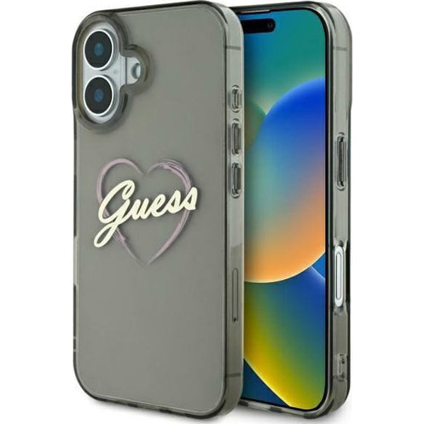 Θήκη για Apple iPhone 16 Plus, Guess, IML Heart, Μαύρη