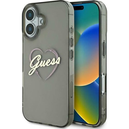 Θήκη για Apple iPhone 16 Plus, Guess, IML Heart, Μαύρη
