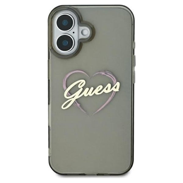 Θήκη για Apple iPhone 16 Plus, Guess, IML Heart, Μαύρη