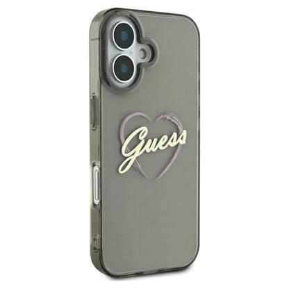 Θήκη για Apple iPhone 16 Plus, Guess, IML Heart, Μαύρη