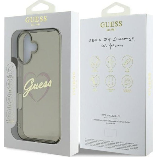 Θήκη για Apple iPhone 16 Plus, Guess, IML Heart, Μαύρη
