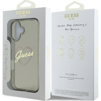 Θήκη για Apple iPhone 16 Plus, Guess, IML Heart, Μαύρη