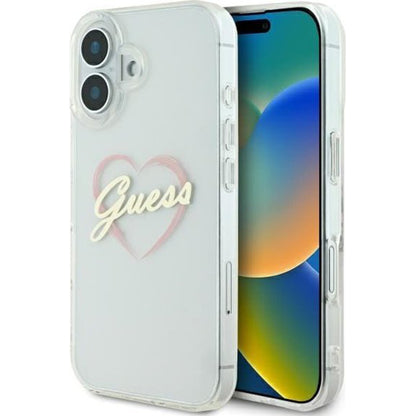 Θήκη για Apple iPhone 16 Plus, Guess, IML Heart, Διάφανη