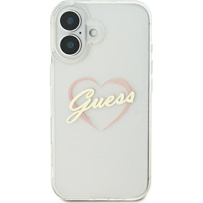 Θήκη για Apple iPhone 16 Plus, Guess, IML Heart, Διάφανη