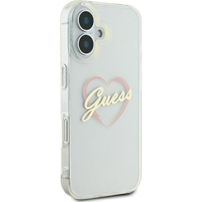 Θήκη για Apple iPhone 16 Plus, Guess, IML Heart, Διάφανη