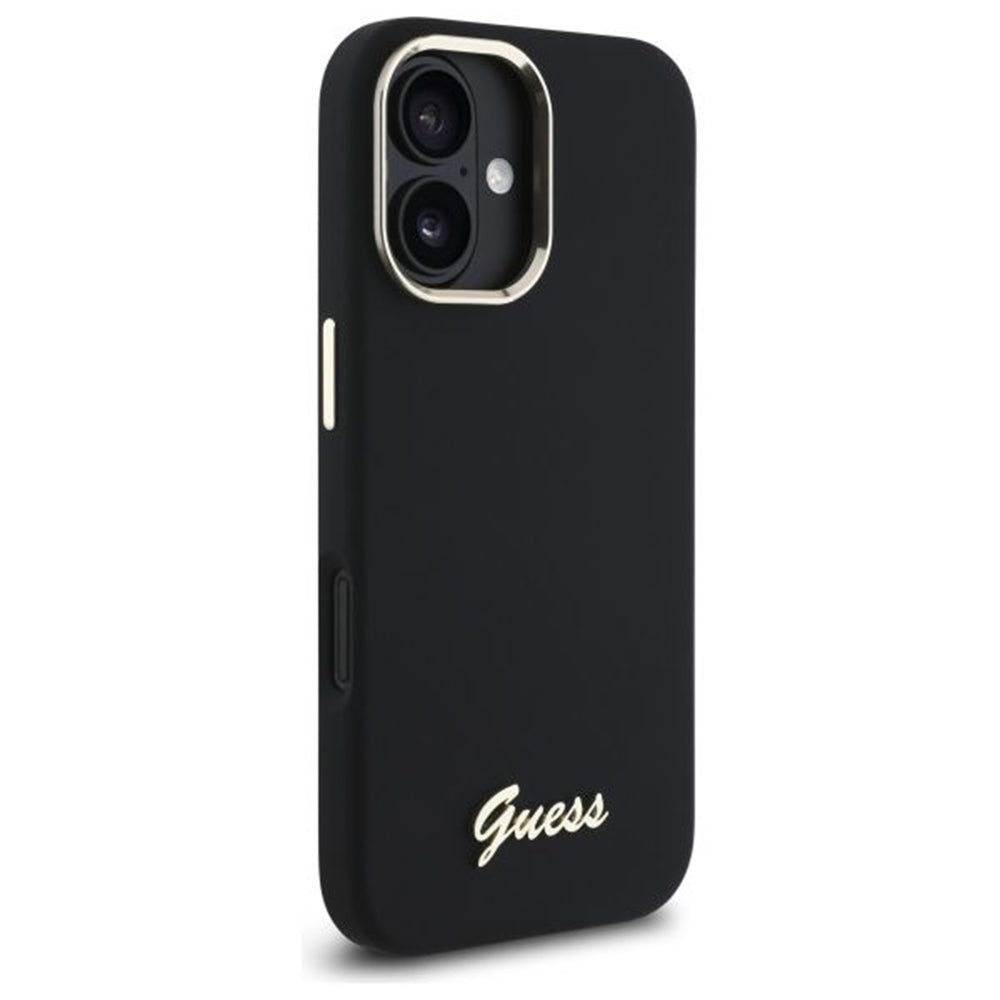 Θήκη για Apple iPhone 16 Plus, Guess, Script Metal Logo & Frame, Μαύρη