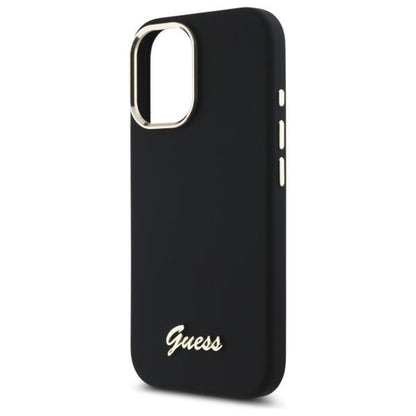 Θήκη για Apple iPhone 16 Plus, Guess, Script Metal Logo & Frame, Μαύρη