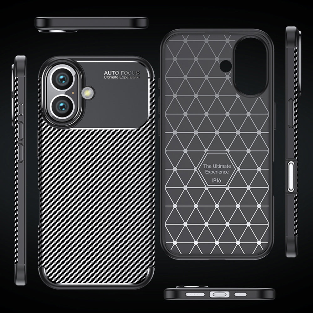 Θήκη για Apple iPhone 16 Plus, Techsuit, CarbonFiber, Μαύρη