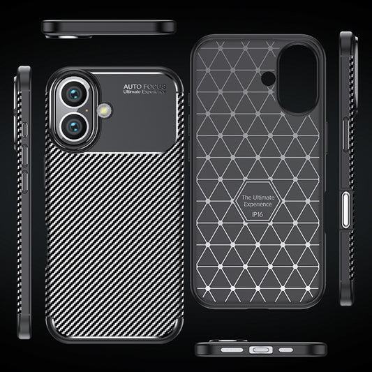 Case for Apple iPhone 16 Plus, Techsuit, CarbonFiber, Black