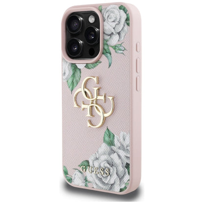 Θήκη για Apple iPhone 16 Pro, Guess, 4G Grained Roses Big Logo, Ροζ