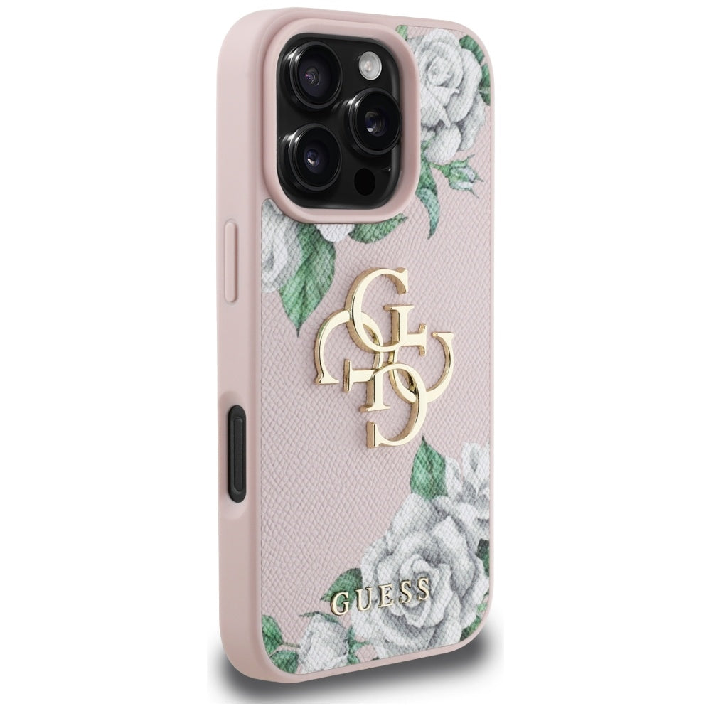 Θήκη για Apple iPhone 16 Pro, Guess, 4G Grained Roses Big Logo, Ροζ