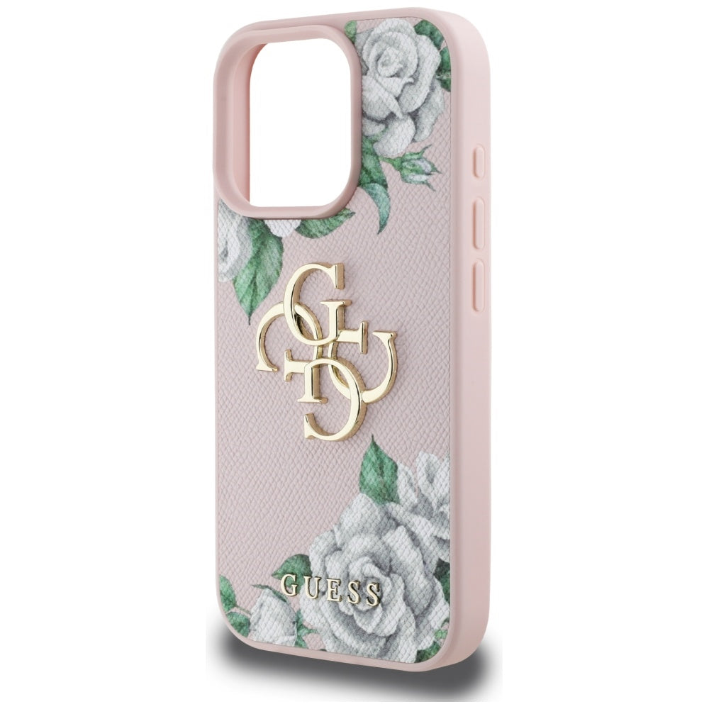 Θήκη για Apple iPhone 16 Pro, Guess, 4G Grained Roses Big Logo, Ροζ