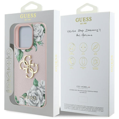 Θήκη για Apple iPhone 16 Pro, Guess, 4G Grained Roses Big Logo, Ροζ