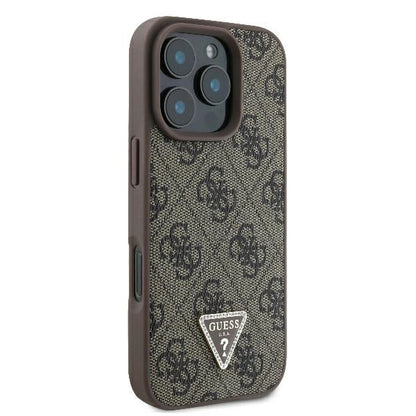 Θήκη για Apple iPhone 16 Pro, Guess, 4G Triangle Strass, Καφέ