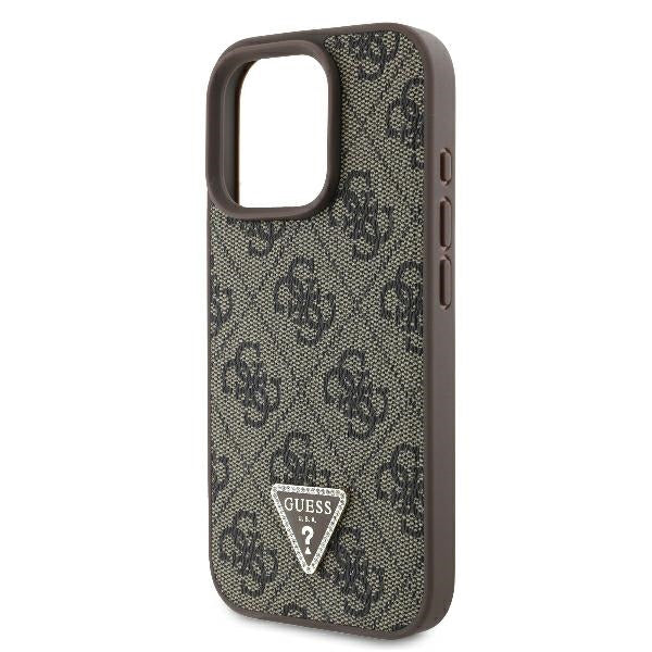 Θήκη για Apple iPhone 16 Pro, Guess, 4G Triangle Strass, Καφέ