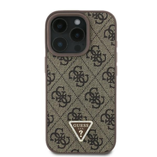 Θήκη για Apple iPhone 16 Pro, Guess, Crossbody 4G Triangle Strass, Καφέ