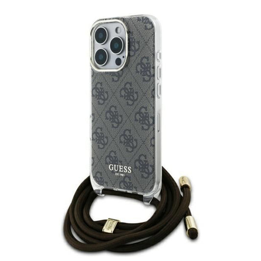 Θήκη για Apple iPhone 16 Pro, Guess, Crossbody Cord 4G Print, Καφέ