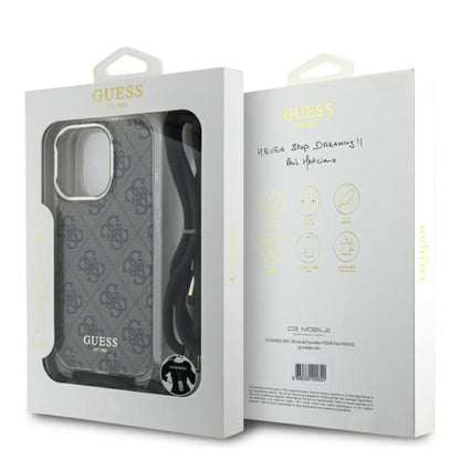 Θήκη για Apple iPhone 16 Pro, Guess, Crossbody Cord 4G Print, Καφέ