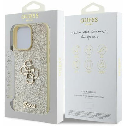 Θήκη για Apple iPhone 16 Pro, Guess, Fixed Glitter Big 4G, Χρυσή