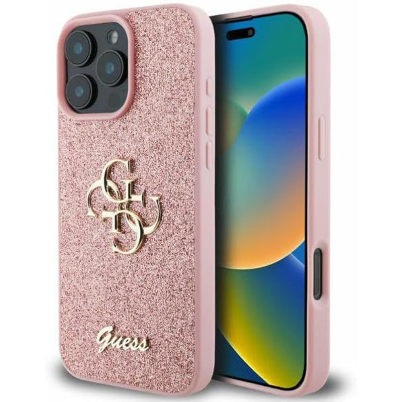 Θήκη για Apple iPhone 16 Pro, Guess, Fixed Glitter Big 4G, Ροζ