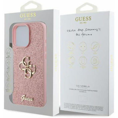 Θήκη για Apple iPhone 16 Pro, Guess, Fixed Glitter Big 4G, Ροζ
