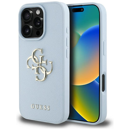 Θήκη για Apple iPhone 16 Pro, Guess, Grained Big 4G Logo Small Classic Logo, Μπλε
