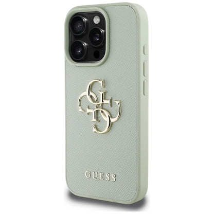 Θήκη για Apple iPhone 16 Pro, Guess, Grained Big 4G Logo Small Classic Logo, Πράσινο